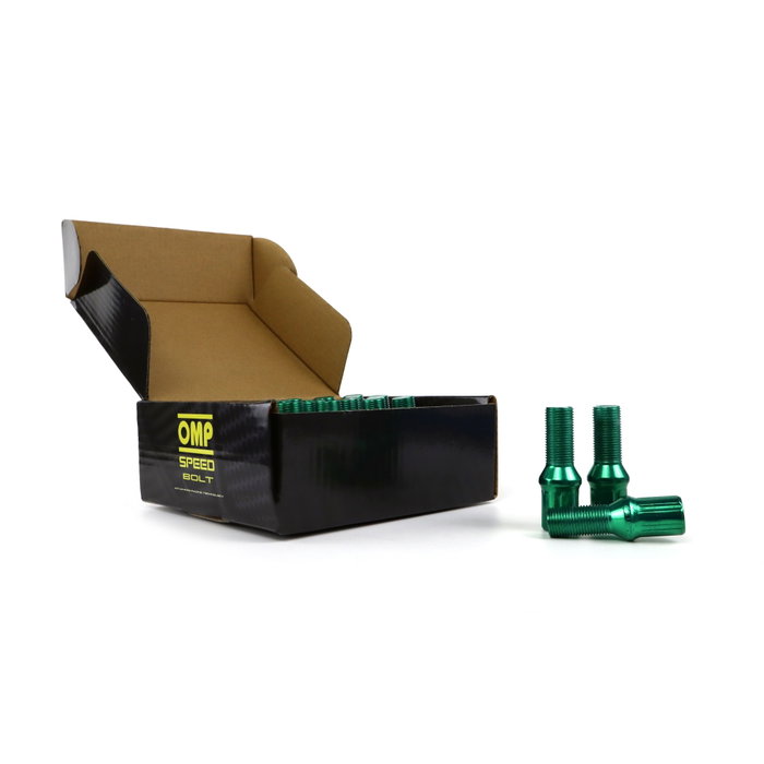 Omp Juego de 20 Tornillos de Rueda Acero Verde M14x1.25