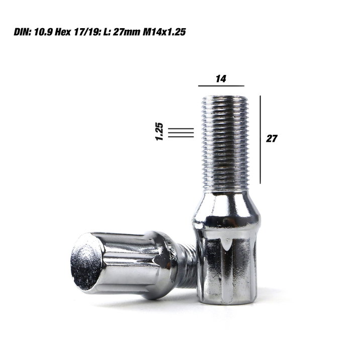 OMP Juego de 20 tornillos de acero color plata M14x1.25 largo 27mm