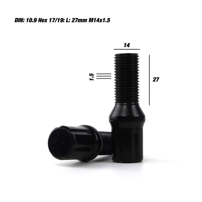 Omp Juego de 20 Tornillos de Rueda Acero Negro M14x1.5 DIN 10.9