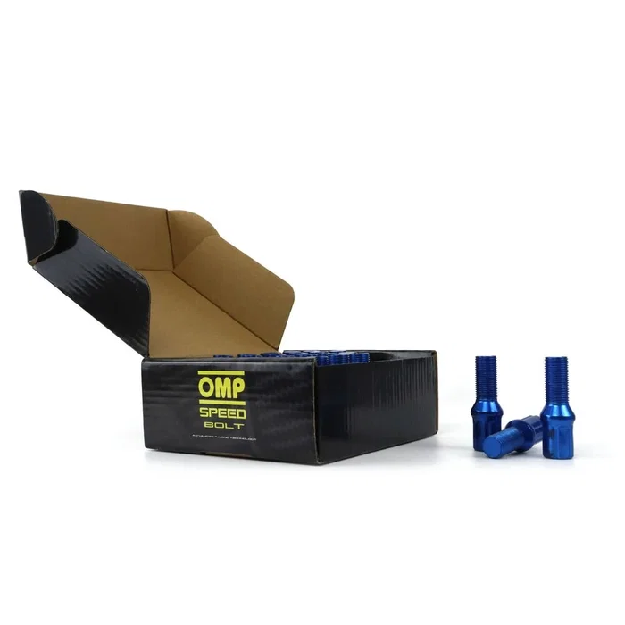 Omp OMPS09961407 Tornillos de Rueda Coche DIN 10.9 M14x1.5 Largo 27mm Azul 20 Unidades + Llave 17/19mm