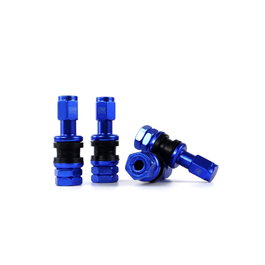 Omp OMPS09990007 Juego de 4 Válvulas de Aluminio para Llantas, Color Azul, Válvulas para Neumáticos