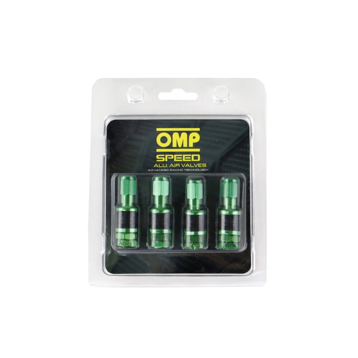 OMP Juego de 4 Válvulas de Aluminio Verde