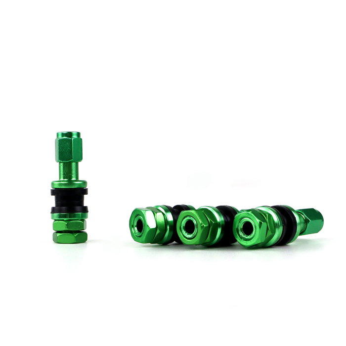 Omp OMPS09990008 Juego de 4 Válvulas de Aluminio para Llantas, Color Verde