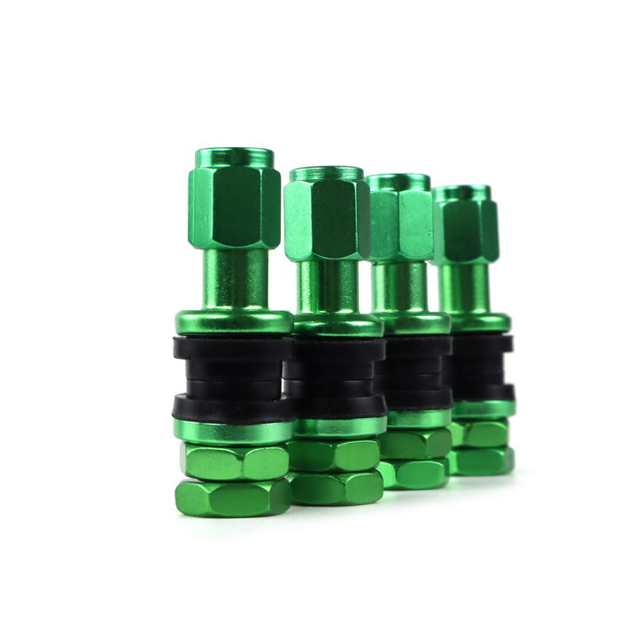 Omp OMPS09990008 Juego de 4 Válvulas de Aluminio para Llantas, Color Verde