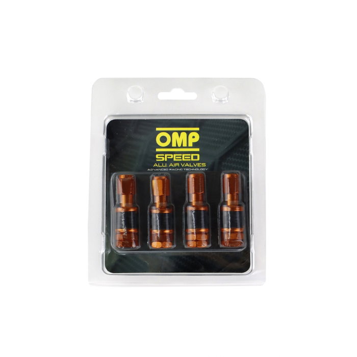 OMP Juego de 4 Válvulas de Aluminio Naranja