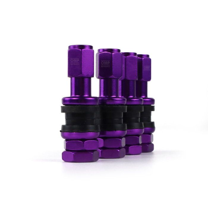 OMP Juego de 4 Válvulas y Tapones de Aluminio Violeta