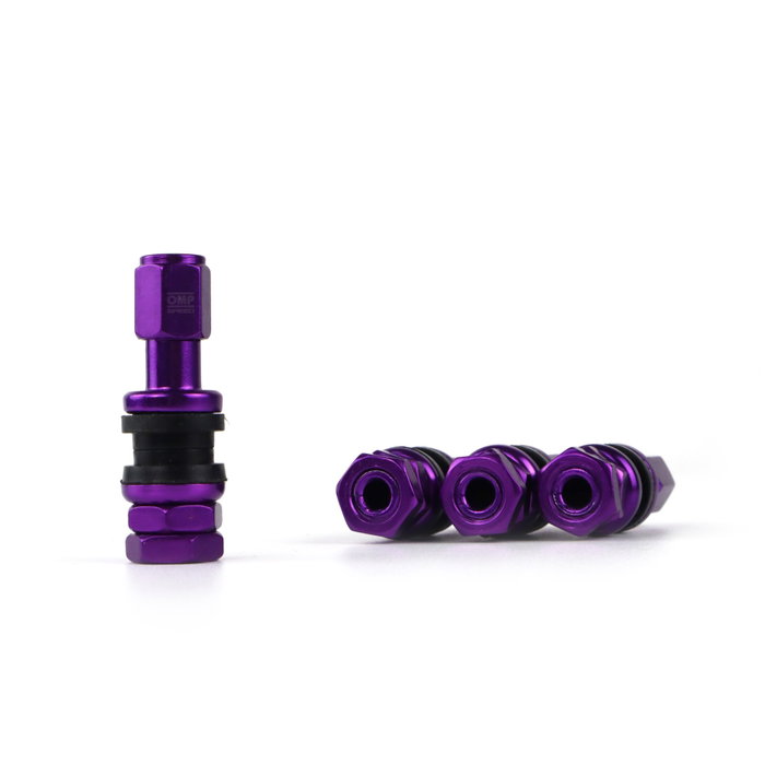 OMP Juego de 4 Válvulas y Tapones de Aluminio Violeta