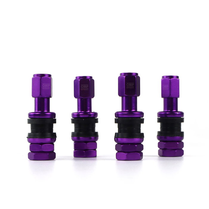 OMP Juego de 4 Válvulas y Tapones de Aluminio Violeta