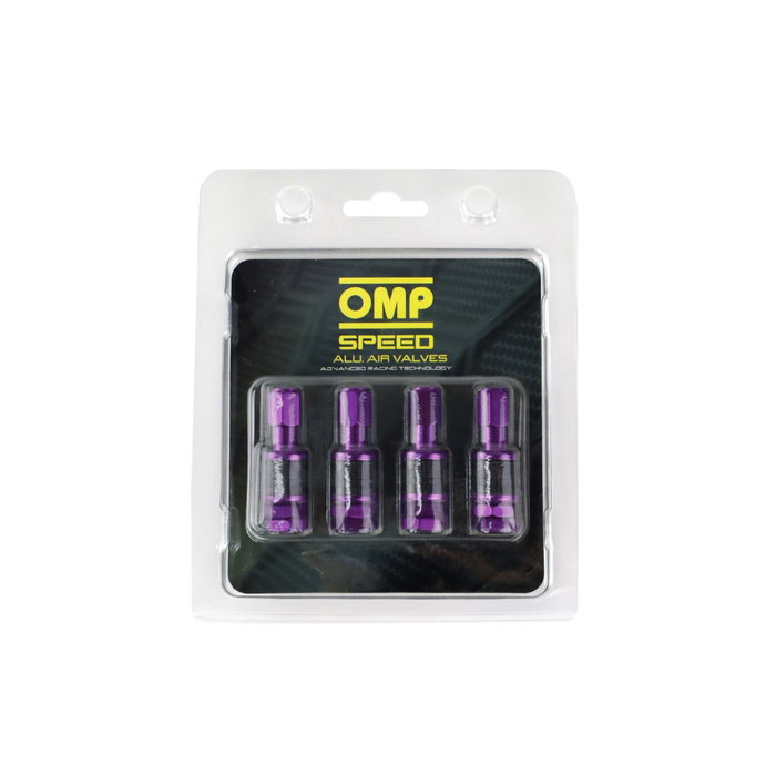 OMP Juego de 4 Válvulas y Tapones de Aluminio Violeta
