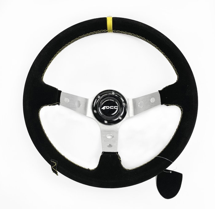 Occ Motorsport Volante Desplazado Mod. Track Piel Vuelta Brazos Plata