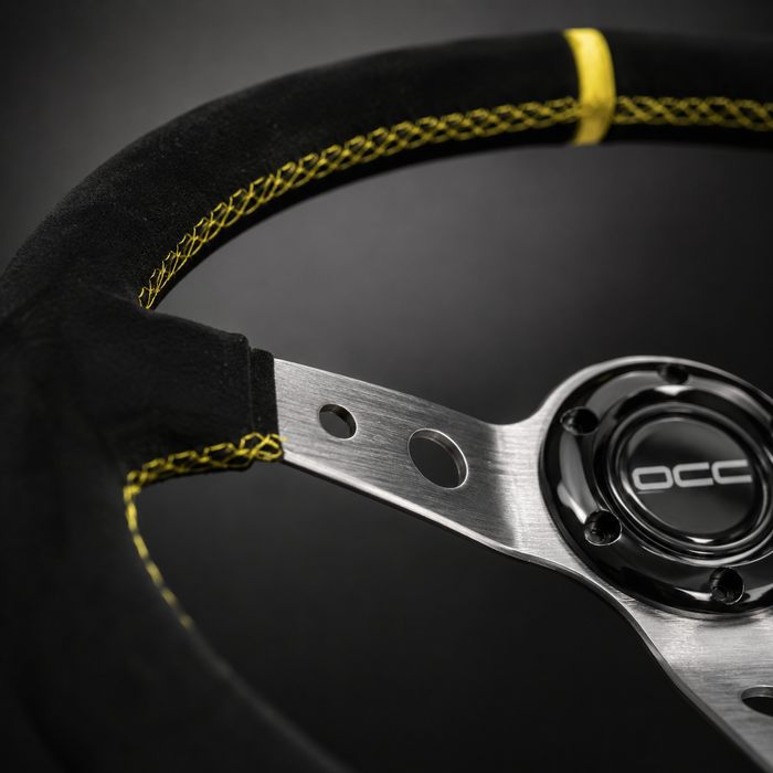 Occ Motorsport Volante Desplazado Mod. Track Piel Vuelta Brazos Plata