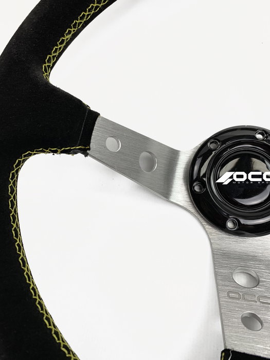 Occ Motorsport Volante Desplazado Mod. Track Piel Vuelta Brazos Plata