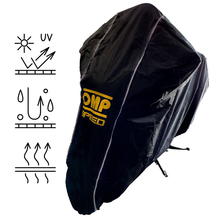 Omp Funda Moto Exterior-Interior Impermeable Talla L OMPS18020819, Cubre Moto Transpirable Oxford 300D 307x140x127 cm Omp Funda Moto Exterior-Interior Impermeable Talla L OMPS18020819, Cubre Moto Transpirable Oxford 300D 307x140x127 cm