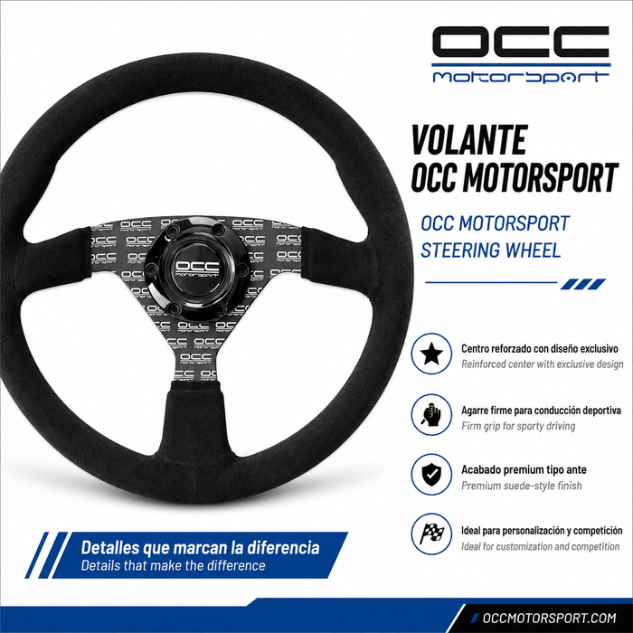 Occ Motorsport Volante Plano Mod. Classic Piel Vuelta Brazos Negros Serigrafiados Occ Motorsport Volante Plano Mod. Classic Piel Vuelta Brazos Negros Serigrafiados