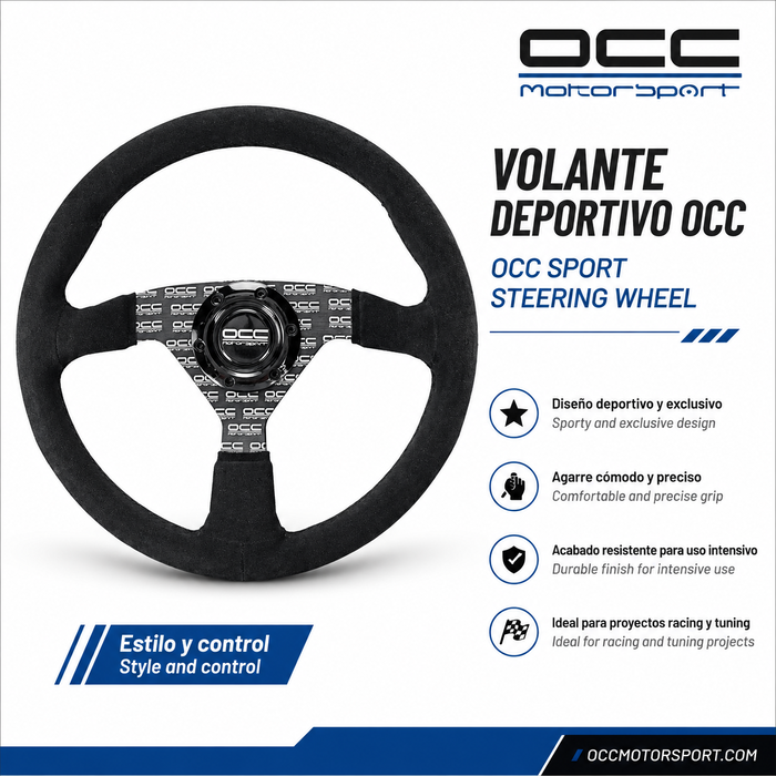 Occ Motorsport Volante Plano Mod. Classic Piel Vuelta Brazos Negros Serigrafiados Occ Motorsport Volante Plano Mod. Classic Piel Vuelta Brazos Negros Serigrafiados