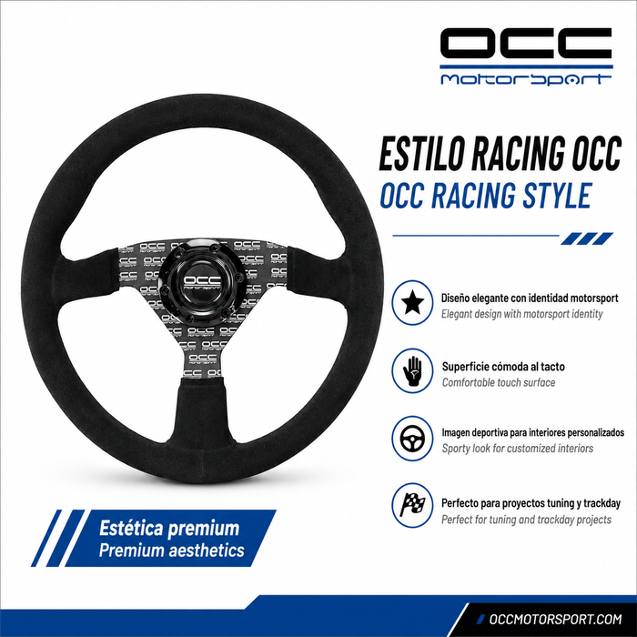 Occ Motorsport Volante Plano Mod. Classic Piel Vuelta Brazos Negros Serigrafiados Occ Motorsport Volante Plano Mod. Classic Piel Vuelta Brazos Negros Serigrafiados