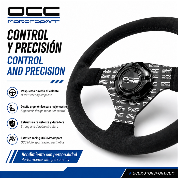 Occ Motorsport Volante Plano Mod. Classic Piel Vuelta Brazos Negros Serigrafiados Occ Motorsport Volante Plano Mod. Classic Piel Vuelta Brazos Negros Serigrafiados