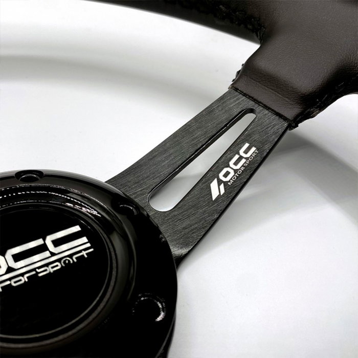 Occ Motorsport Volante Semidesplazado Mod. Classic Piel de Nappa Brazos Negros