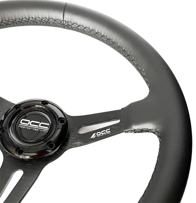 Occ Motorsport Volante Semidesplazado Mod. Classic Piel de Nappa Brazos Negros