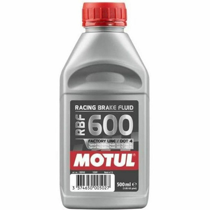 Motul Liquid Hidraulico Freno Embrague Sintetico RBF 600 DOT 4 500 mL - Punto de Ebullición Alto 312°C, para Sistemas Hidráulicos de Freno y Embrague, Referencia MTL100948