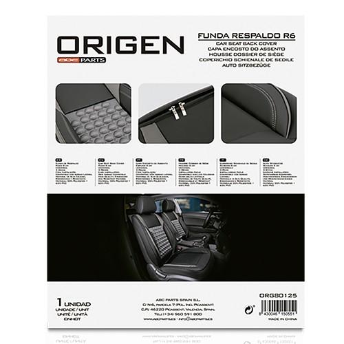 Origen CS6 ORG80125 Funda Respaldo Ergonómico Negro-Gris Ajuste Universal Fácil Instalación Polyester PVC Foam 6mm