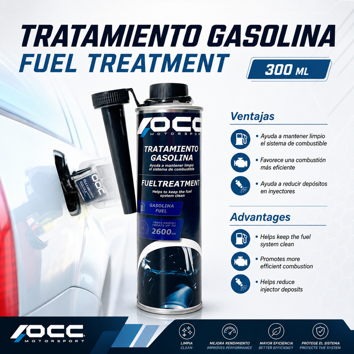Occ Motorsport OCC49001 Tratamiento para Gasolina - Aditivo para Limpieza del Sistema de Combustible, Mejora la Eficiencia del Motor y Reduce Depósitos, para Vehículos de Gasolina