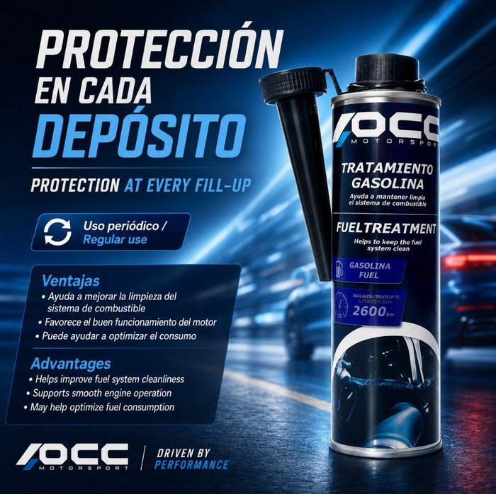 Occ Motorsport OCC49001 Tratamiento para Gasolina - Aditivo para Limpieza del Sistema de Combustible, Mejora la Eficiencia del Motor y Reduce Depósitos, para Vehículos de Gasolina