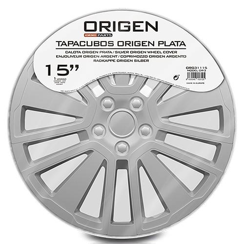Origen ORG31115 Tapacubos Plata 15" Universal ABS Alta Resistencia Fabricado en UE