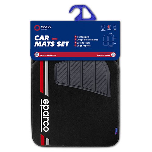 Sparco Alfombra Moqueta Roja con Detalles en Goma