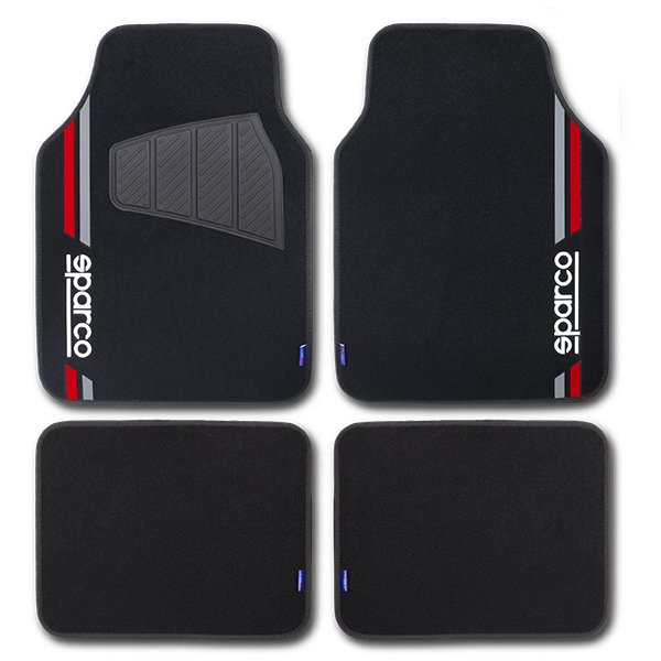 Sparco Alfombra Moqueta Roja con Detalles en Goma