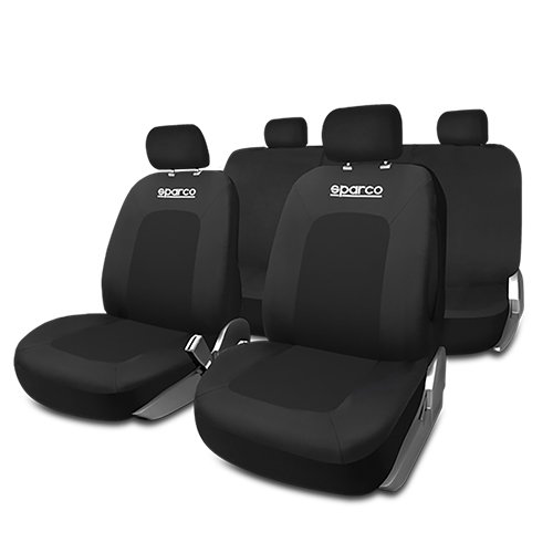 Sparco Juego Fundas Coche Sport Negra SPCS442BK para la Mayoría de Asientos Universales