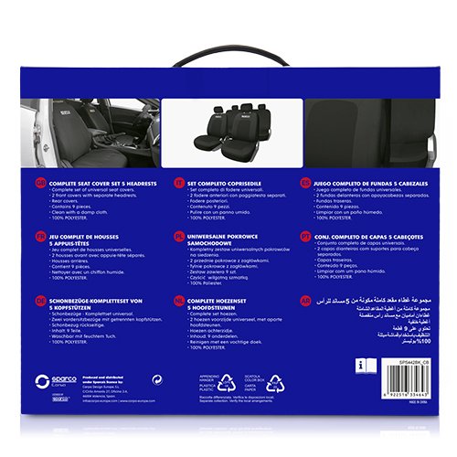 Sparco Juego Fundas Coche Sport Negra SPCS442BK para la Mayoría de Asientos Universales