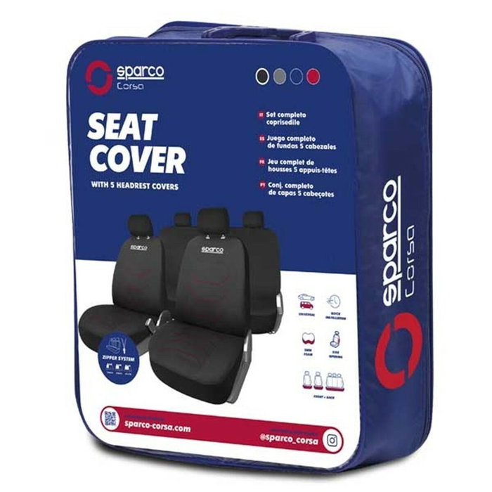 Sparco Juego de fundas de asiento Strada Negro/Rojo Sparco Juego de fundas de asiento Strada Negro/Rojo