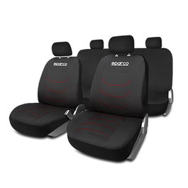 Sparco Juego Fundas Asiento Coche SPCS441RD Strada Negro-Rojo Ajuste Universal Polyester