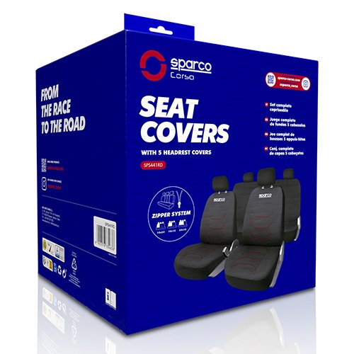 Sparco Juego de fundas de asiento Strada Negro/Rojo Sparco Juego de fundas de asiento Strada Negro/Rojo
