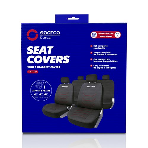 Sparco Juego de fundas de asiento Strada Negro/Rojo Sparco Juego de fundas de asiento Strada Negro/Rojo