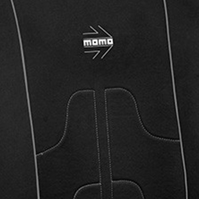 Momo Set Completo de Cubre Asientos de 11 Piezas Negro-Gris