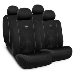 Momo Set Completo de Cubre Asientos de 11 Piezas Negro-Gris