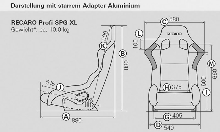 Recaro Asiento de Competición Profi SPG XL - Velour Negro FIA 8855-1999, Talla XL, Piloto y Copiloto RC070860578