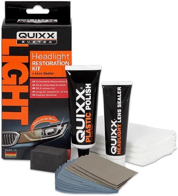 Quixx QQ00084 Kit de Restauración de Faros con Pulido y Sellado, Restaura la Claridad y Mejora la Seguridad Vial