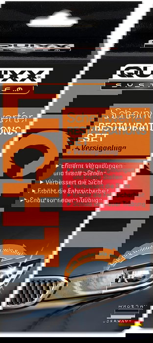 Quixx QQ00084 Kit de Restauración de Faros con Pulido y Sellado, Restaura la Claridad y Mejora la Seguridad Vial