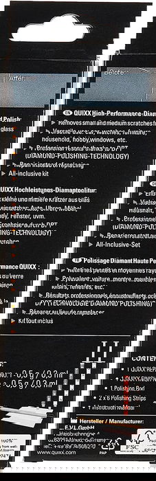 Quixx QQ10172 Eliminador Arañazos De Vidrio Con Tecnología Diamond-Polishing-Technology Quixx QQ10172 Eliminador Arañazos De Vidrio Con Tecnología Diamond-Polishing-Technology