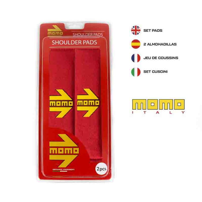 Momo Set de 2 Almohadillas para Cinturón de Seguridad Rojo/Amarillo
