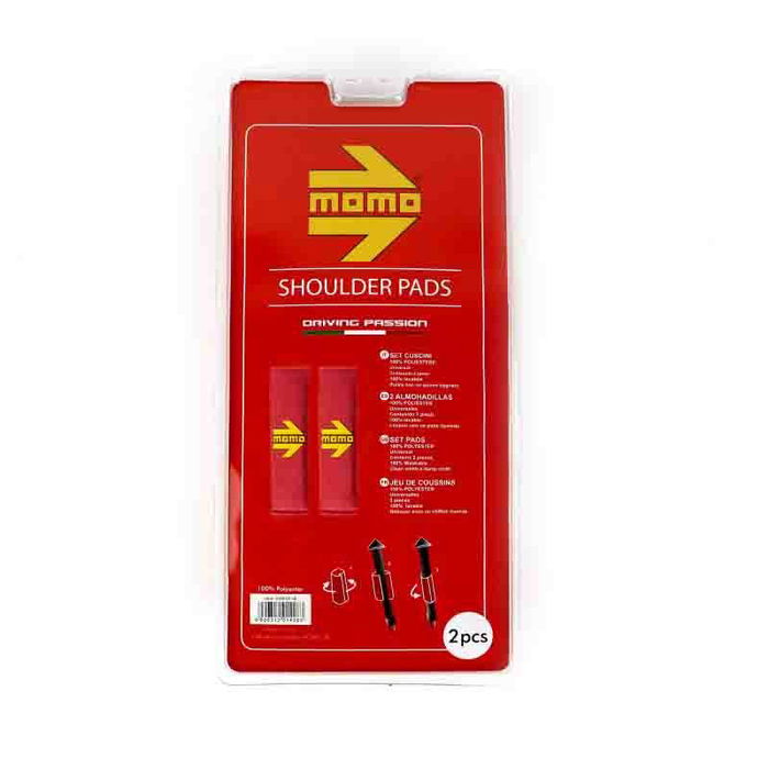 MOMO Almohadillas Protectores Cinturón Coche Rojo Amarillo MOMLSHP001R - Set 2 Piezas Microsuede Universal