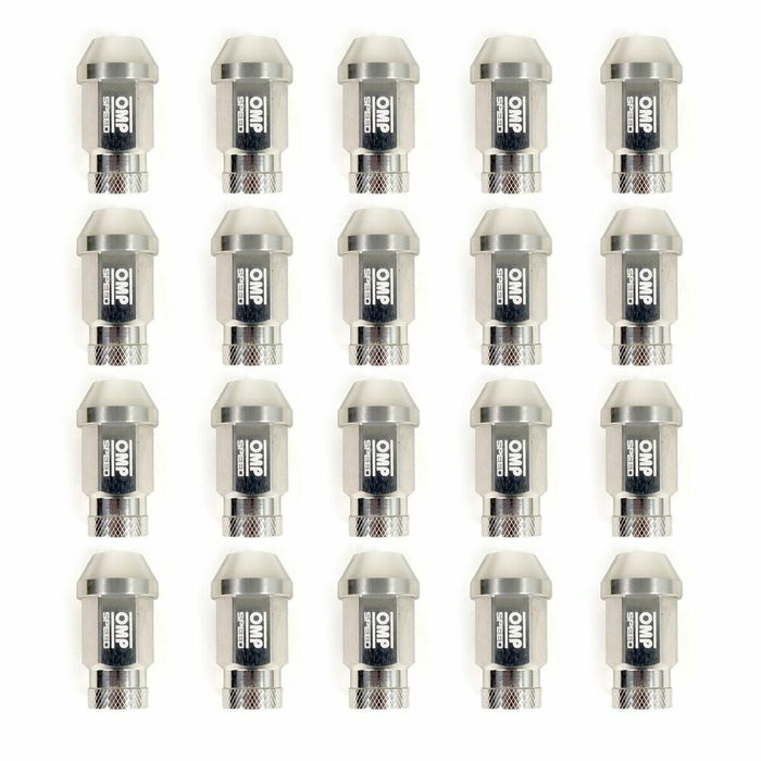 Set Tuercas OMP 7075 40 mm M12 x 1,50 20 uds Plata Set Tuercas OMP 7075 40 mm M12 x 1,50 20 uds Plata