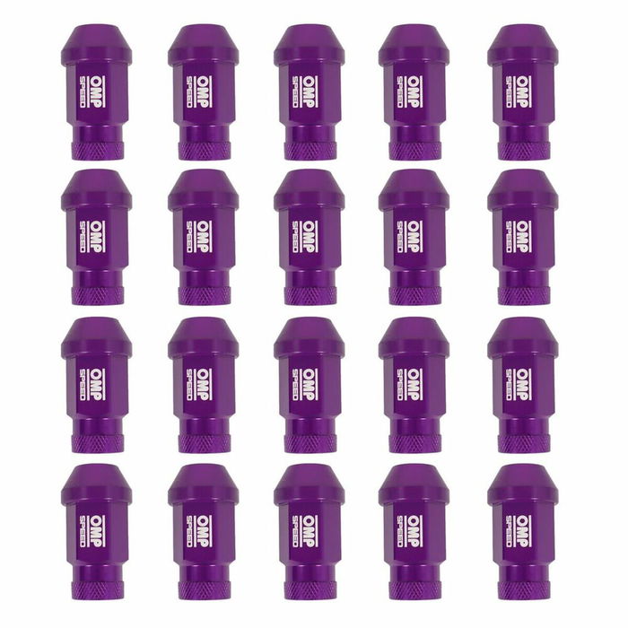 Set Tuercas OMP 7075 40 mm M14 x 1,50 20 uds Violeta Set Tuercas OMP 7075 40 mm M14 x 1,50 20 uds Violeta