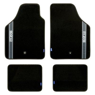 Sparco Alfombra Strada SPC CS6 03763BAR B Plata Moqueta Negra Diseño Deportivo Fácil Limpieza