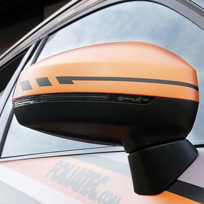 Foliatec FO34481 Pegatinas para Espejos Retrovisores Laterales con Bandas de Pin Negro, Personalización Deportiva Carrocería y Llantas