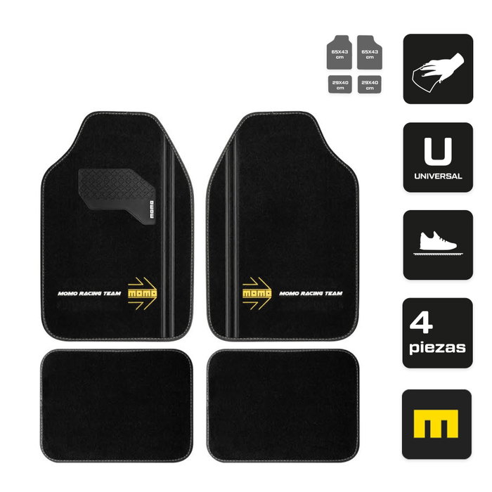Momo Set de 4 Alfombrillas Universales Negro/Blanco