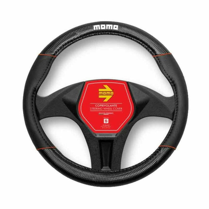 Momo Funda de Volante Carbon Negro y Rojo 36,5-39cm